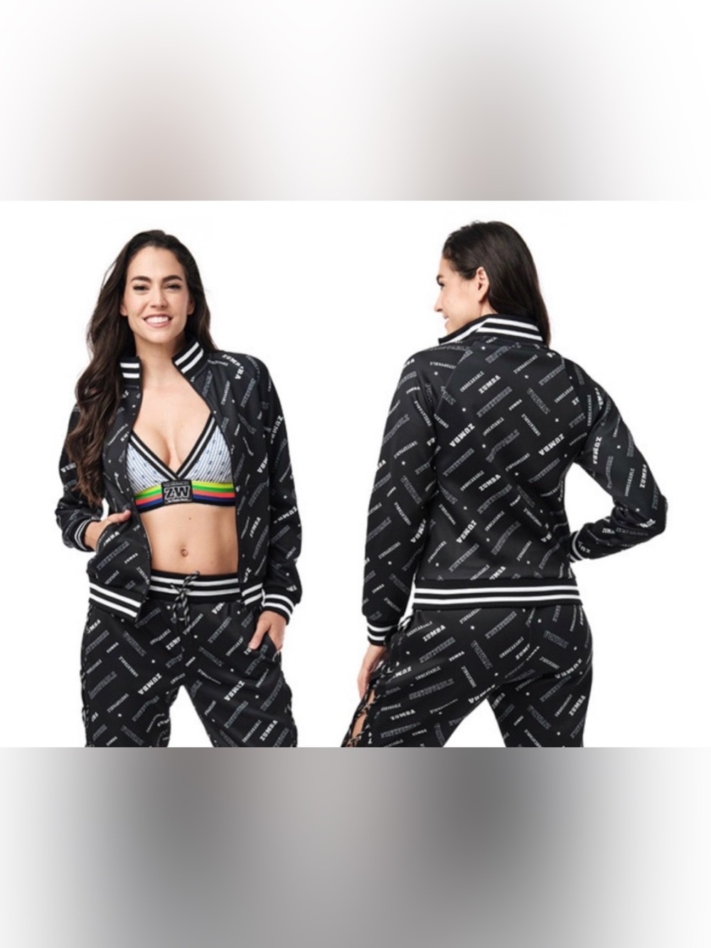 Zumba Fitness Black and White Varsity Jacket